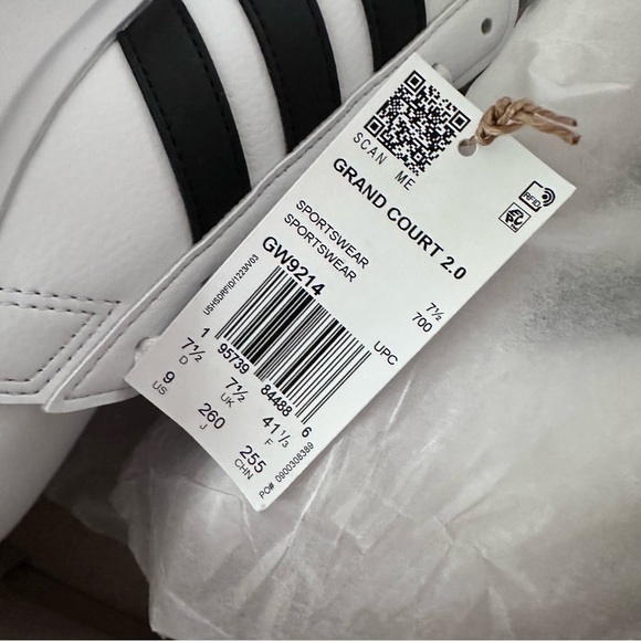 Adidas Grand Court 2.0 NWT black & white shoes women’s 9 - Picture 7 of 8